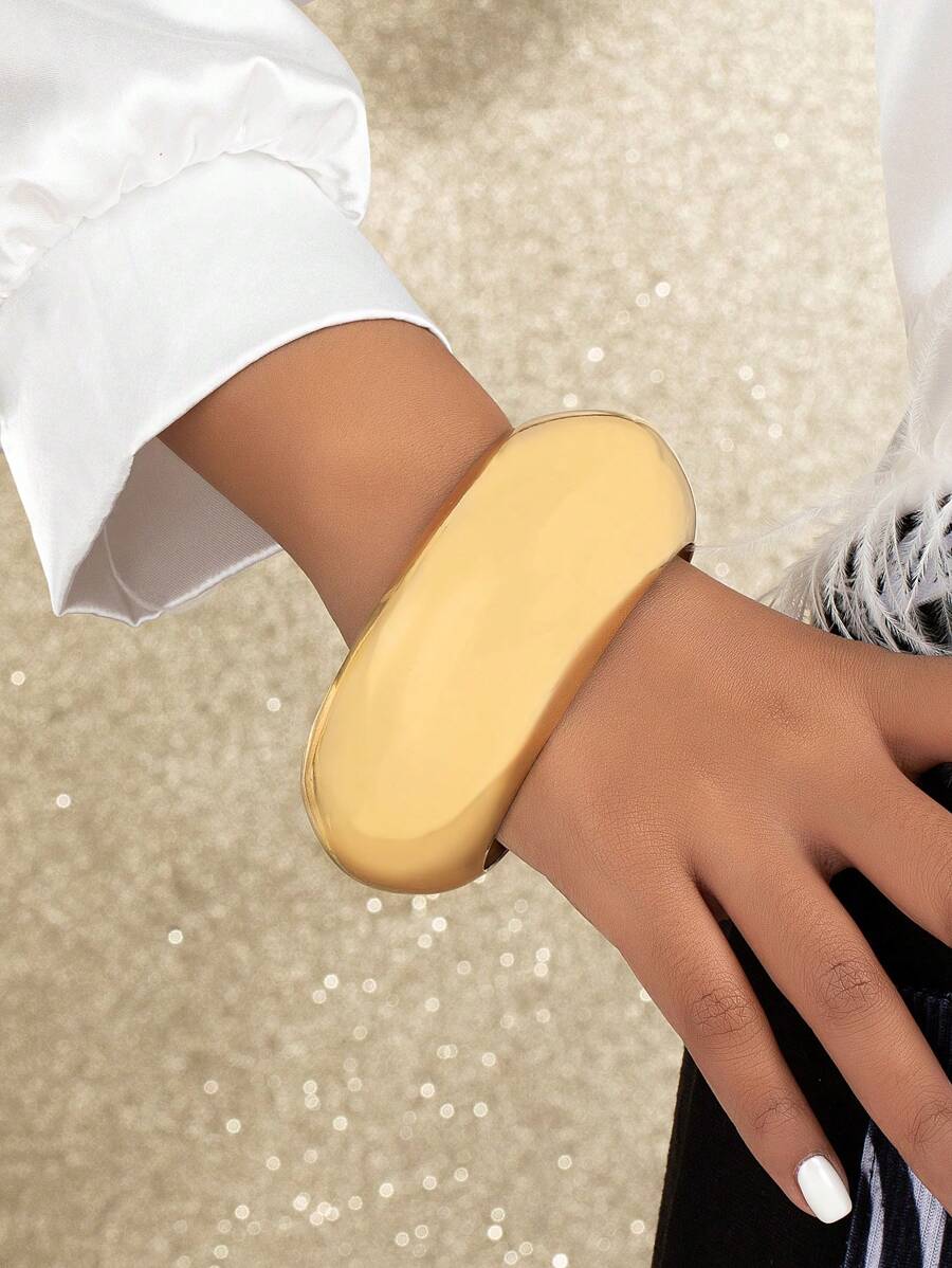 1只幾何金屬誇張手鐲,適合日常配戴 - 金黃色 - 查看 1