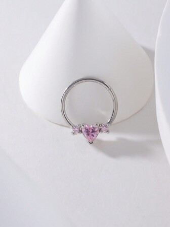 Anneau de nez décoré de strass en acier inoxydable simple pour femmes et filles, parfait pour la Saint-Valentin