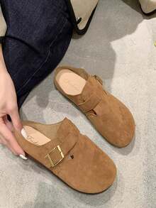 Flat Vintage Style Autumn Comfortable Slip-on Slippers With Soft Bottom - Coffee Brown - View 1