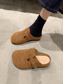 Flat Vintage Style Autumn Comfortable Slip-on Slippers With Soft Bottom - Coffee Brown - View 4