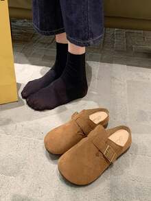 Flat Vintage Style Autumn Comfortable Slip-on Slippers With Soft Bottom - Coffee Brown - View 2