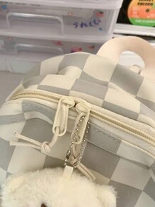 Waterproof,Lightweight Checkered Pattern Functional Backpack With Bag Charm School Bag For Graduate, Teen Girls, Freshman, Sophomore, Junior & Senior In College, University & High School, Perfect For Outdoors ,Travel & Back To SchoolSchool Backpack,Large Capacity,Portable,Lightweight, Suitable For Teen Girls Women College Students,Boys And Men, Perfect For Back To School,College,Elementary School,Middle School, High School,Work , Business, Commute - Multicolor - View 4