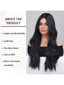 24英寸長的自然棕色波浪女士熱阻卷曲假髮,蓬鬆的新型合成假髮,適合日常派對佩戴