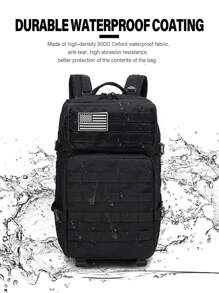Large capacity, sports backpack, waterproof (with Molle system) Hiking backpack - Black - View 5