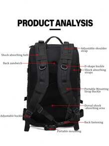 Large capacity, sports backpack, waterproof (with Molle system) Hiking backpack - Black - View 7