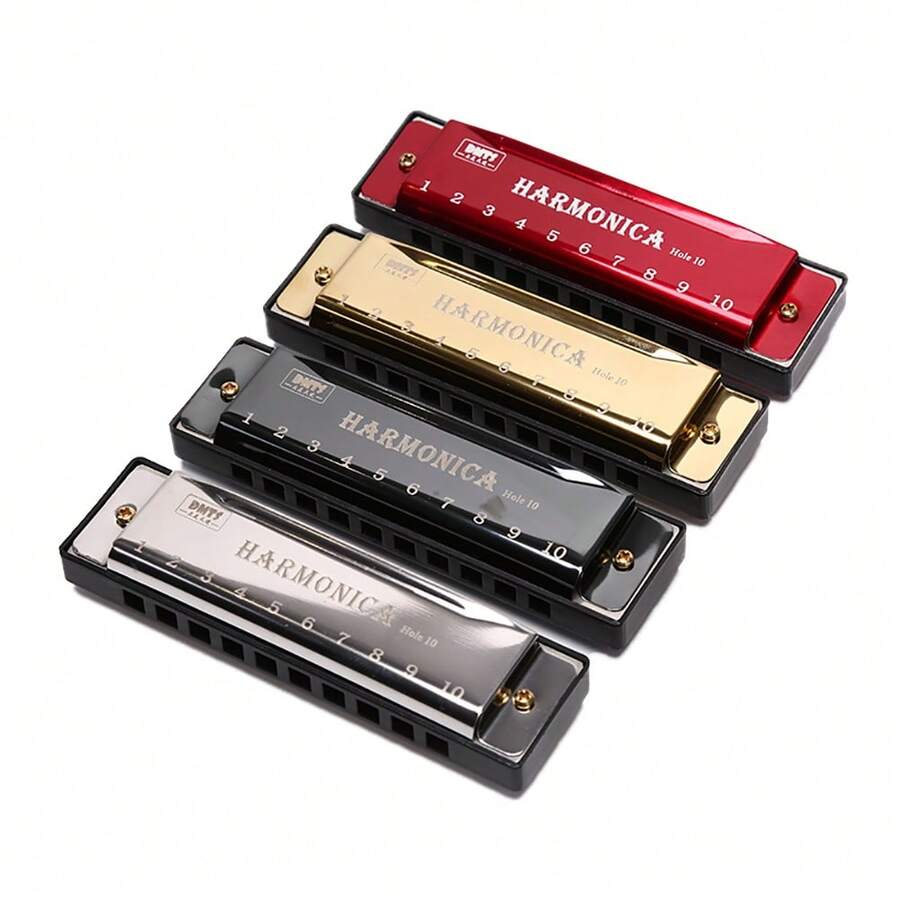 1pc Silver 10 Holes Harmonica, Copper Core 10 Holes Blues Harmonica For