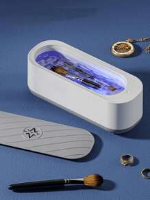 1pc Plastic Storage Box, Modern Electric Makeup Brush Cleaning Box For Home - White - View 1