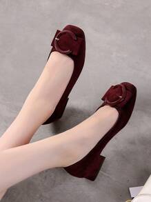 新款時尚女性粗高跟鞋,單高跟鞋高跟鞋 - 酒紅色 - 查看 1