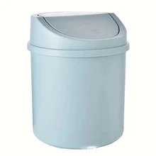 1pc 6.69*5.12*5.12 Inches Desktop Waste Bin, Mini Plastic Garbage Can With Lid For Home And Office Desk Decoration - Multicolor - View 7