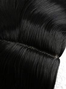 26英寸黑色合成纖維長卷髮假髮,中分劉海,適合女性日常穿著 - 黑色 - 查看 5