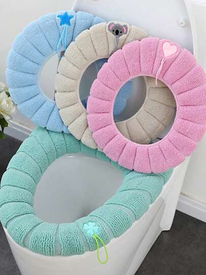 Tapa de inodoro acolchada con asa, adecuada para la decoración del baño en las cuatro estaciones y la decoración de otoño