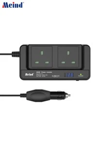 黑色 200w 汽車電源逆變器,12v 至 220v,帶 2 個英國插頭,與汽車兼容 - 黑色 - 查看 4