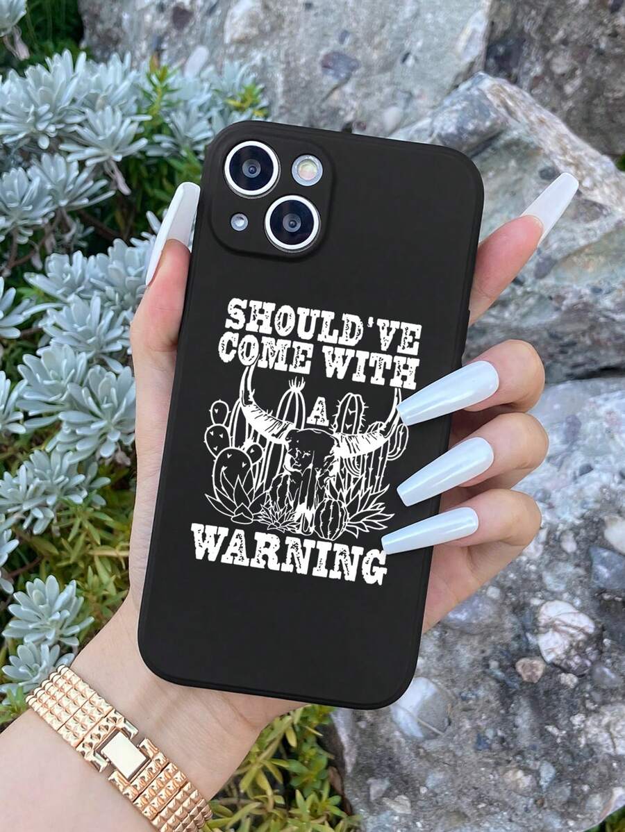 1 Funda Para Teléfono Con Estampado De Lema De Estilo Occidental Compatible Con Samsung/iphone - Multicolor - Ver 1