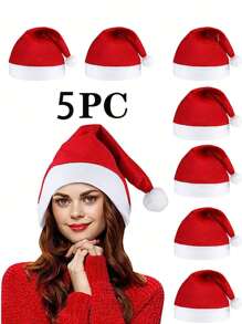 5 chiếc mũ ông già Noel Giáng sinh - Tuyệt vời cho bữa tiệc Giáng sinh dành cho người lớn và sự lựa chọn tốt nhất cho lễ kỷ niệm năm mới - Đỏ và trắng - Xem 1