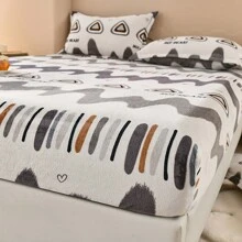 1 pieza de sábana bajera antideslizante de franela suave, cómoda y delicada con diseño de envoltura de terciopelo de leche y protector de colchón para calidez, adecuada para dormir sin ropa, libre de agentes fluorescentes, en otoño e invierno - Multicolor - Ver 7