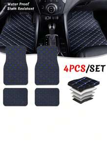 4入組萬用防水汽車地毯全套皮革汽車車墊配件內飾用品
