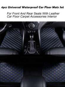 4入組萬用防水汽車地毯全套皮革汽車車墊配件內飾用品