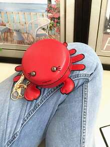 New Fashionable Little Crab Designed Children Girls' Clutch Pu Leather Bag With Pendant Primary School Student's Bag Cute Key Bag Pink Lightweight Fashion Gift Gift Accessories Decor White-Collar Workers For Male For Female Keychain Wallet Wallet Keychain For Women Wallet Mini Wallet Purse Wallet Coin Wallet - Red - View 6