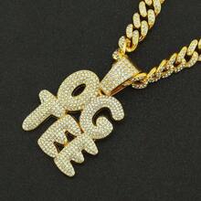 男款鋅合金a-z鑲嵌鑽石吊墜項鍊。嘻哈風格必備。豪華時尚金鍊裝飾多用途鎖骨鍊。 - 金色 - 查看 3