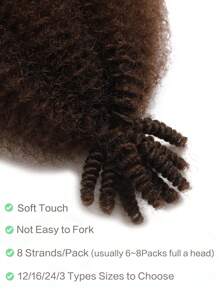 1 gói tóc nối xoăn màu nâu đỏ, tóc tết tổng hợp xoắn, tóc nối xoắn đen Afro xoắn để tết, tóc nối tổng hợp xoắn xoắn trước Kinky Twist - Màu nâu Sô-cô-la - Xem 2