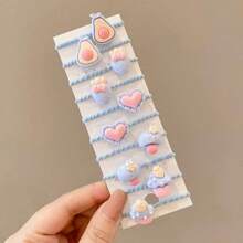 1套100女孩可愛水果動物冰淇淋花卉蝴蝶結彩色髮圈彩色亞克力可愛風格卡通大腸髮繩適用於嬰兒女孩們日常使用(包裝在包) - 彩色 - 查看 10