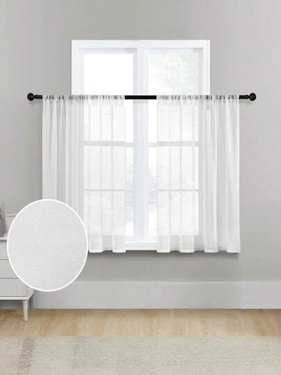 1 X Durchsichtiger Vorhang Für Schlafzimmer Und Wohnzimmer, Weißes Leinen, Schlichter Stil