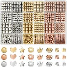 1740入組8款間隔珠子(金色、銀色、玫瑰金),用於手鍊項鍊珠寶製作用品 - 彩色 - 查看 2