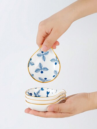 4 件套日式陶瓷酱汁碟，用于盛放酱油、醋和蘸料，厨房用品，圣诞礼物，学校用品