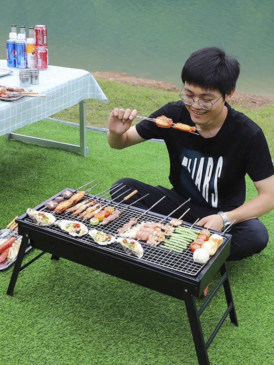 Outdoor Barbecue Folding Portable Charcoal Grill - 銀色 - 查看 1