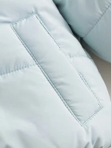 Young Girl Stylish & Cute Printed Three-Proofing Warm Stand Collar Padded Coat, Winter