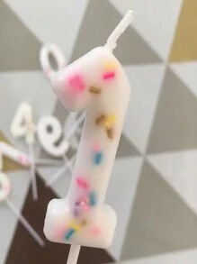 1pc Colorful Numbered Sugar Beads Birthday Cake Candle Decoration Insert, Cute Baking Dessert Multipurpose Photo Candle,Christmas - Multicolor - View 4