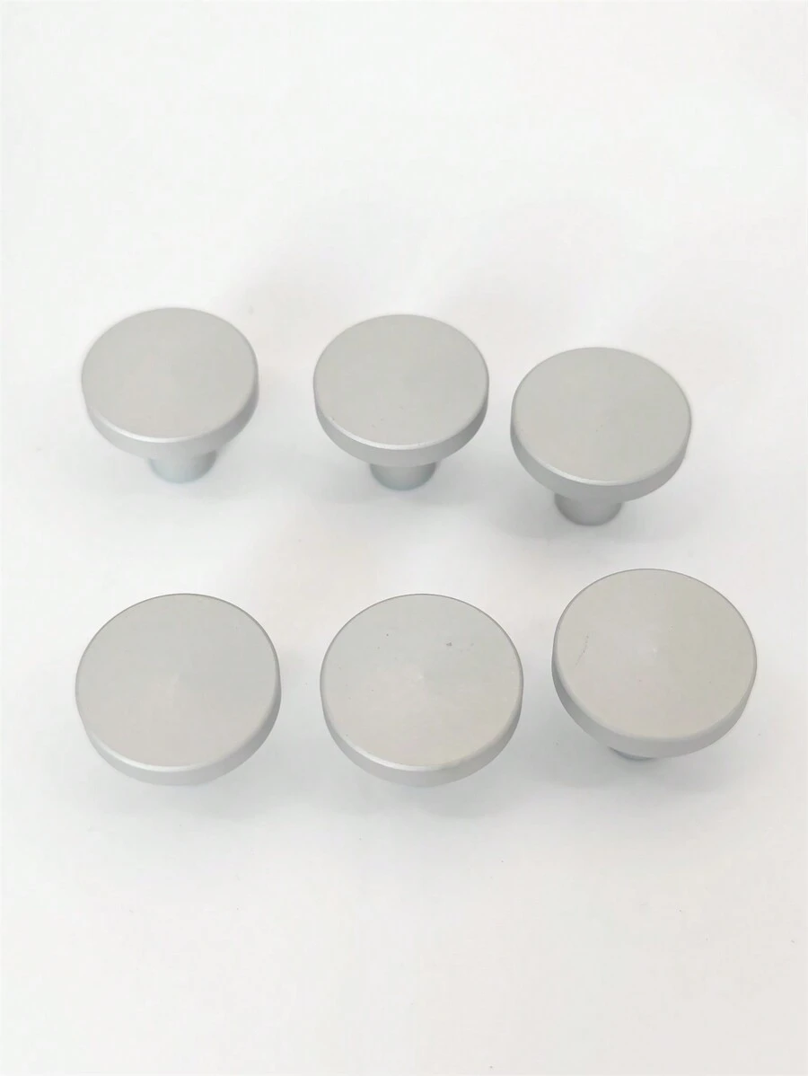 1吋氧化啞銀鋁合金抽屜拉手單孔圓形拉手,6入組金屬鋁型掛鈎,適用於衣服和門把手 - 灰色 - 查看 1