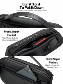 arctic hunter 男士時尚信使袋，胸包，肩包，後背包，戶外防水腰包，健身運動胸包，手提包，小包，男性摩托車騎手包，臀包，斜跨包，旅行工作度假必備，輕便，防盜，出門的禮物，適合男性男友丈夫男孩子大學生書包，父親節禮品，夏季新生，返校季，多功能宿舍，大學 - 黑色 - 查看 3