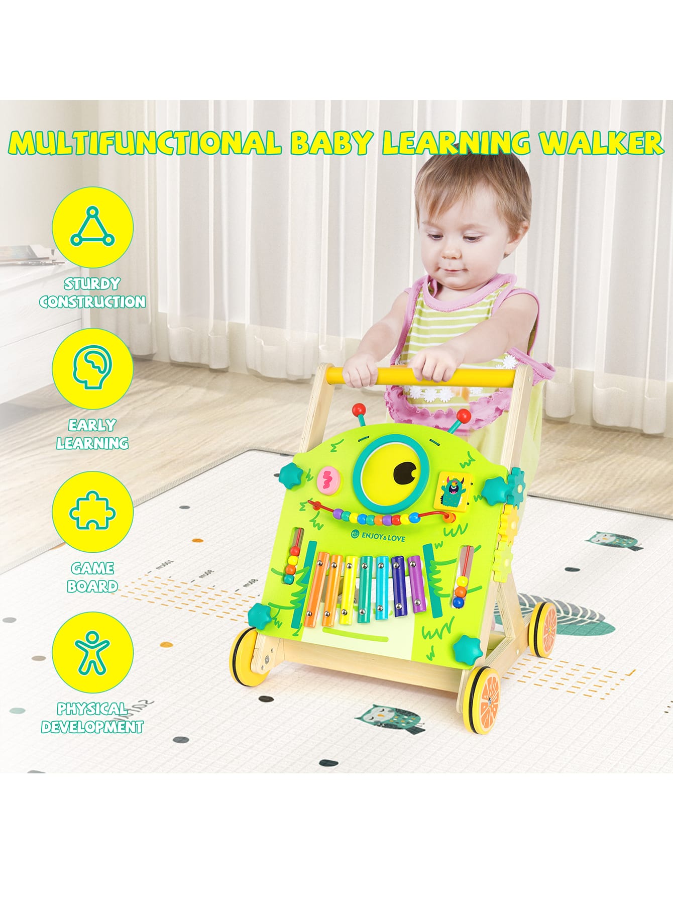 Ealing Wooden Baby Push Walker Baby Walker Kids Activity Center Push