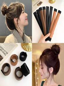 1 件女士凌亂髮髻扭發工具,簡單髮飾,適合慵懶髮型 - 摩卡棕 - 查看 1