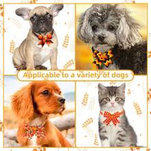 New Autumn Maple Leaf Pet Bow Tie Collar, Simple And Versatile Pet Accessory, Random Set Of 6 For Cats And Dogs - Multicolor - View 5