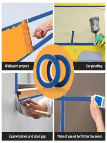 藍色畫家膠帶散裝,藍色遮蔽膠帶,用於在汽車、牆壁和包裝上繪畫,無殘留去除室內外油漆,0.7 英寸 X 50 碼