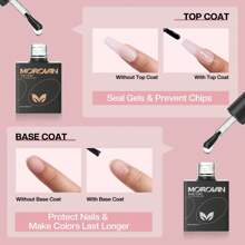 Morovan Poly Gel Nail Kit: Poly Nail Gel Kit with U V Lamp Pink Nude Highly Clear Poly Gel Nails Kits - 粉色 - 查看 4