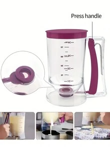 Cupcake Batter Separator & Dispenser, Handheld Funnel Measuring Cup Tool For Mess-Free Baking - Pink - View 5