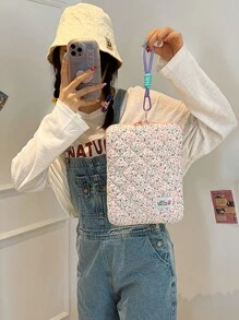 1入新鮮花紋手提筆記本電腦包，11英寸/13英寸/15英寸內襯袋，高適用性儲存袋，適用於iPad，筆記本電腦包，Macbook筆記本電腦公事包 - 粉色 - 查看 4