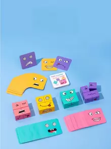 Magic Cube Building Blocks Puzzle Toy That Change Faces, Promotes Parent-kid Interaction, Stimulates Logical Thinking, And Improves Intelligence - Great Table Game For Kids - Apricot - View 3