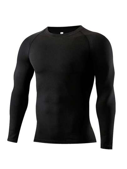 1 pieza Mantente activo y cómodo con la camiseta de compresión de estilo novio para hombres: cima de ejercicio de manga larga y capas base. Ropa de gimnasio, camiseta básica de estilo novio para hombres