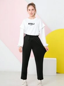 Teen Girls' Yoga Straight Leg Pants With Pockets For Workout And Running - Black - View 5