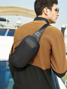 arctic hunter 男士時尚信使袋，胸包，肩包，後背包，戶外防水腰包，健身運動胸包，手提包，小包，男性摩托車騎手包，臀包，斜跨包，旅行工作度假必備，輕便，防盜，出門的禮物，適合男性男友丈夫男孩子大學生書包，父親節禮品，夏季新生，返校季，多功能宿舍，大學 - 黑色 - 查看 6