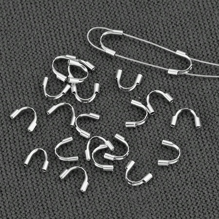50入/批不銹鋼u型線保護管,可用於珠寶製作配件線保護,環扣連接器diy珠寶配件線保護