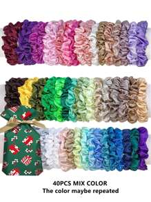 40 CÁI Dây Buộc Tóc Bằng Lụa Satin Co Giãn Đàn Hồi Dây Buộc Tóc Đuôi Ngựa Dây Cao Su Cho Tóc Dây Buộc Tóc Không Để Lại Dấu Vết Bộ Phụ Kiện Tóc Thời Trang Mềm Mại Hơn Lụa Thường Ngày Giáng Sinh - Màu be - Xem 1