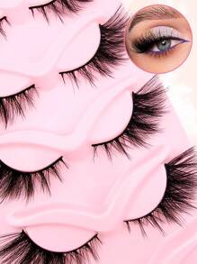 假睫毛 5 對貓眼增量睫毛,蓬鬆戲劇性的外觀,3d狐狸眼人造貂毛睫毛 - 黑色 - 查看 5