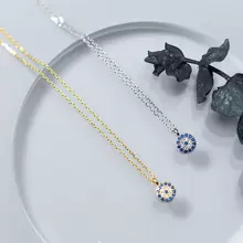 1條女士純銀925銀眼形吊墜項鍊,極簡鎖骨鏈