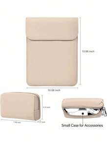 MOSISO Laptop Sleeve Compatible with MacBook Air 13 inch M2 A2681 M1 A2337 A2179 A1932/Pro 13 M2 M1 A2338 A2251 A2289 A2159 A1989 A1706 A1708, Faux Suede Leather Envelope Case with Small Bag - 杏 - 查看 4