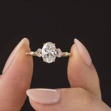 Fashionable Gold Plated Oval Ring - Gold - View 2